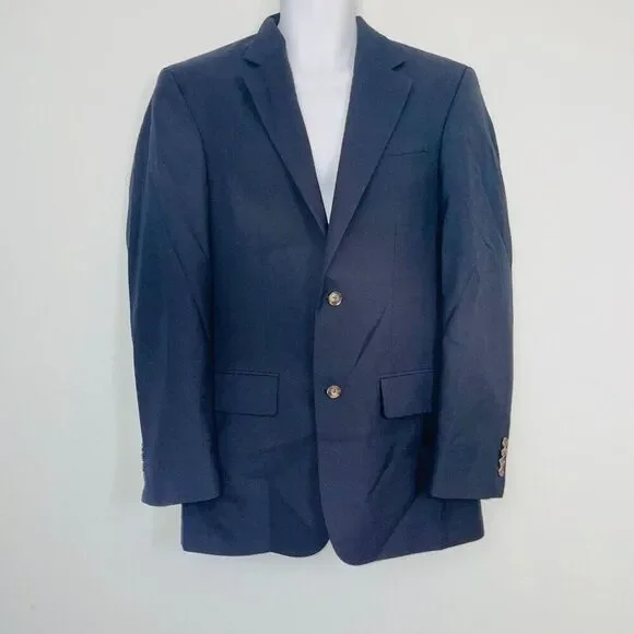 Versini Mens 38L Blazer Black Sports Coat Pockets Wool - Picture 2 of 12